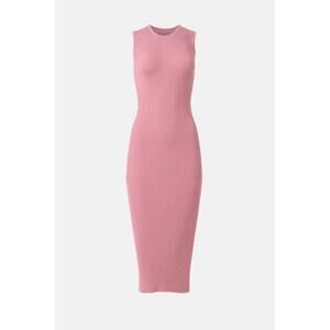 Adam Lippes Ribbed Knit Midi Pink Sweater Stretch Dress Women’s, Sz S, Rt $295